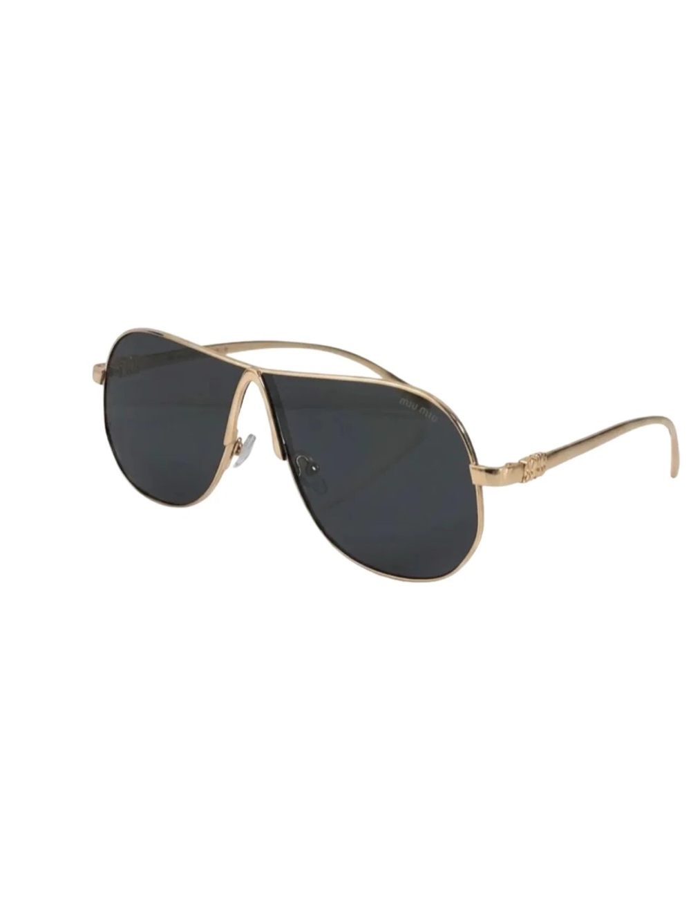 MIU MIU STYLE Silver Frame Aviator Sunglasses with Dark Gray Lenses drops